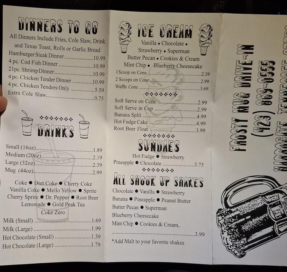Frosty Mug Drive In Menu image 1